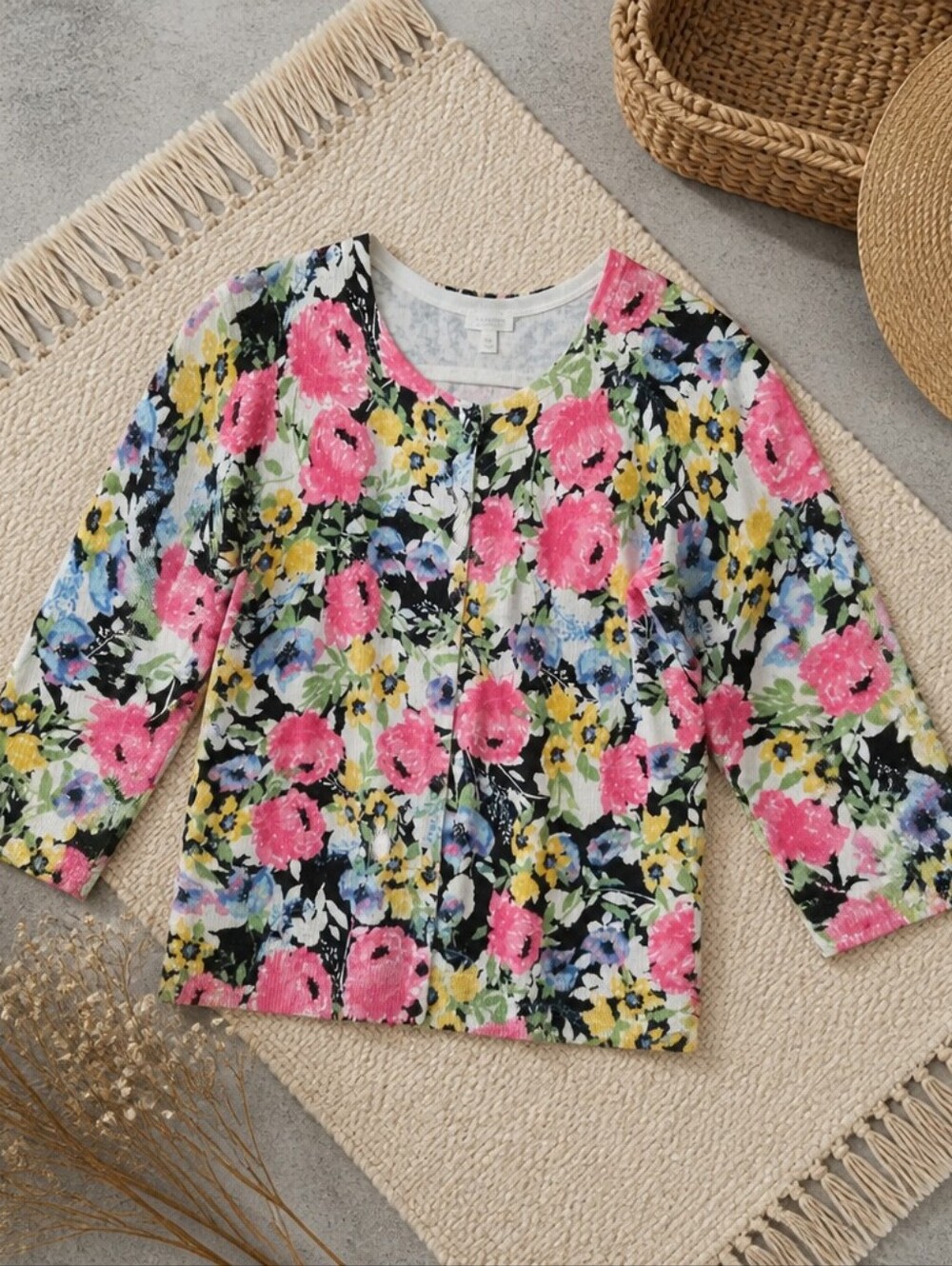 Talbots Floral Print Long Sleeve Cardigan.
